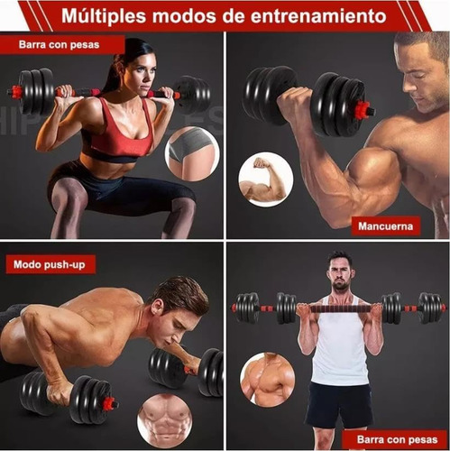 Mancuernas Pesas Y Barra Recta Kit De Ejercicio Ajustables Gym 20kg Utilizada Como Mancuerna, Para Hombres Y Mujeres, Gimnasio En Casa, Entrenamiento, Equipo De Fitness Multiusos Comercio