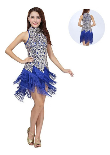 Women Bling Latin Sequins Dress Salsa Samba Rumba Tango