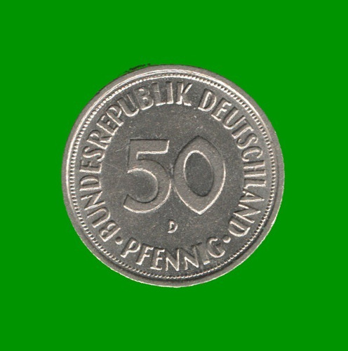 Moneda De Alemania Federal 50 Pfennig ( D ), Año 1950, Usada