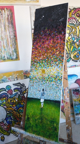 Cuadro Original Acrílicos Lienzo Pintado A Mano Messi