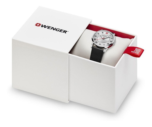 Reloj Wenger City Classic Para Dama 01.1421.124 E-watch Correa Negro Bisel Plateado