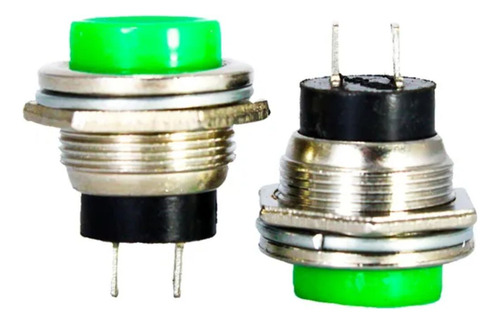 Botão Tebera Verde Chave Push Button Ds212 2 Terminais 20pçs