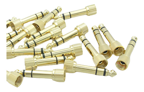 5pcs 24k Chapado En Oro De 6,35 Mm A Jack De 3.5mm Plug Para