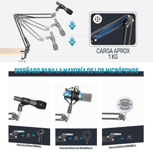 Imagen 6 de 8 de Brazo Articulado Metal Para Microfono Con Pipeta Y Adaptador