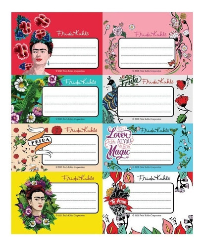 Etiquetas Escolares Frida Kahlo X 16 - Ppr Color Rosa