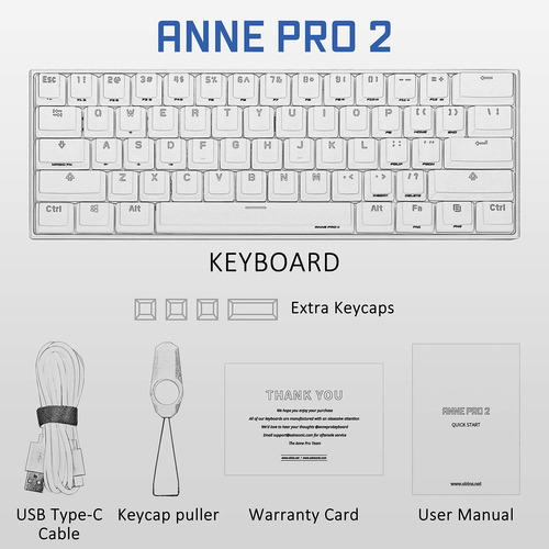 Teclado Mecánico Anne Pro 2d Kailh Box Brown Switches