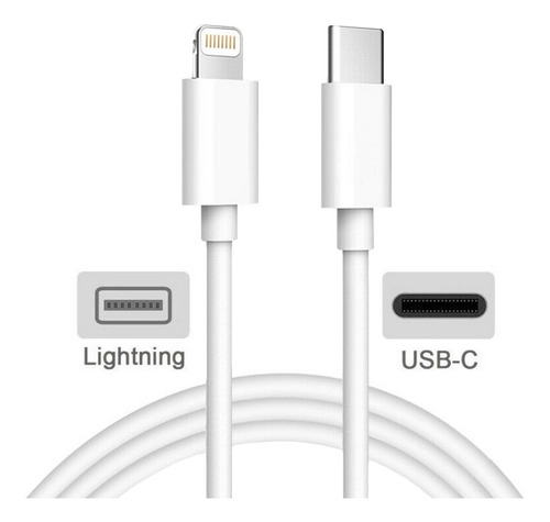Imagen 5 de 8 de Ficha Y Cable Usb-c Tipo C 1m Lightning Para iPhone 12 Otec