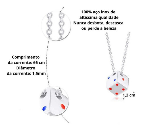 Colar Masculino Com Pingente Dado