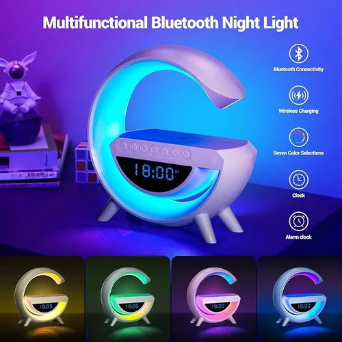Lámpara Parlante Alarma Tipo G Bluetooth Carga Inalámbrica
