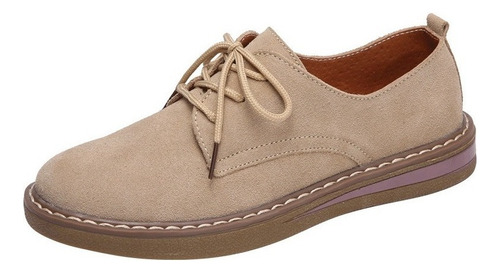 Zapatos Oxford De Cuero Pequeños Con Punta Redonda De Gamuza