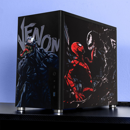 Gabinete Gamer Xtreme Pc Gaming Venom-spider Comic Edition Mini Torre Micro Atx Usb-c Cristal Templado