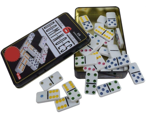 Juego de Domino 28 fichas de colores 91 piezas Caja de Metal dominoes doble 6 