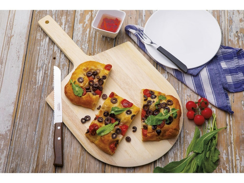 Imagen 2 de 5 de Pala Para Pizza De Madera Marupá Mango Corto Tramontina
