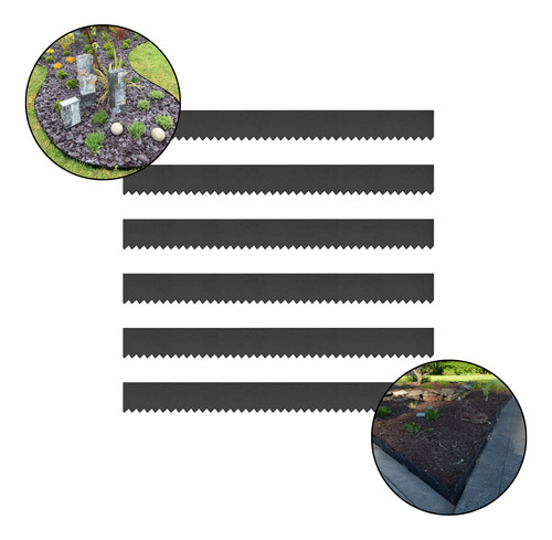 Segmento De Solo Modular Aço Durável 20cm X 1mt Preto 6 Pç