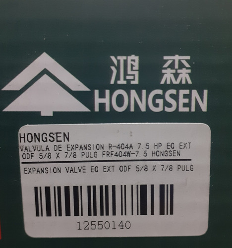 Válvula Expansión Hongsen 7.5 Hp R-404a Soldable Cava Cuarto