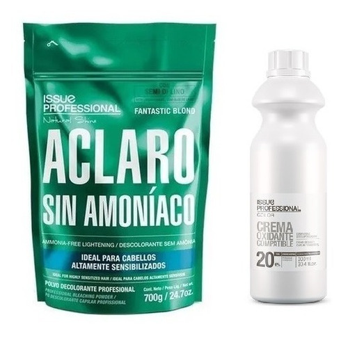 Kit Decolorante Issue Sin Amoniaco + Oxidante Compatible 