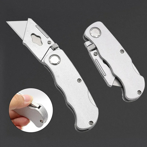 3pcs Navaja Multiusos Plegable + Hojas Intercambiables Cuchillo Retráctil Cuchillo Cortador De Caja Para Cortar