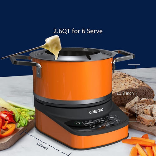 Olla Eléctrica De Fondue Acero Inoxidable 2.6 Cuartos