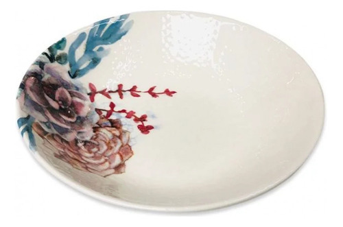 Jogo Prato Fundo 20,5 Cm Unni Bothanica - Oxford Porcelanas Cor Branco Liso