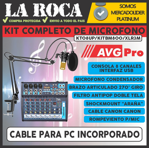 Combo Radio Grabacion Consola Interfaz Usb + Microfono + Acc