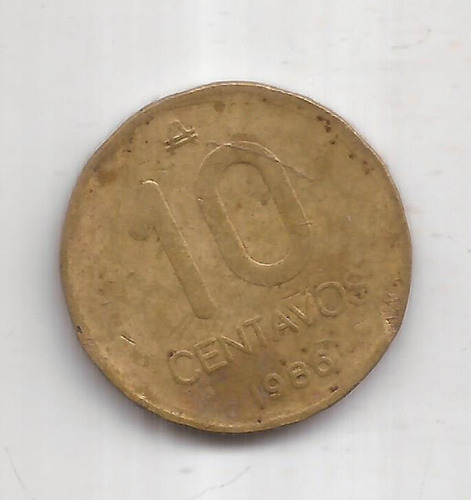 10 Centavos De Austral Año 1986 Girada 120 Grados (Usado)