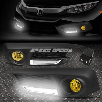 [led Drl Bezel]for 16-17 Honda Civic Amber Lens Bumper F Spp