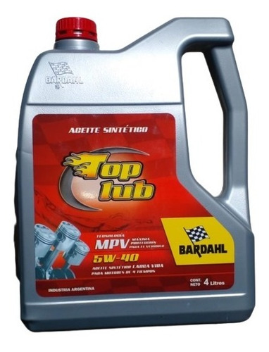 Aceite Sintético Top Lub 5w-40 Bardahl 4 Litros