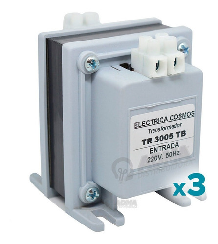 Transformador Cosmos 220/24v 50w Con Tapas Y Bornera Pack X3