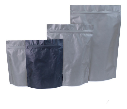Imagen 2 de 7 de 100 Bolsas Stand Up Pouch Con Cierre Negro Mate De 250 Grs
