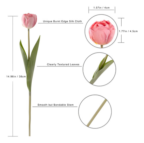 Artificial Flowers, 2 Bouquets/ 12pcs Artificial Tulips