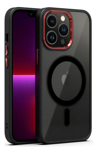 Funda Para iPhone Minimalista Con Magsafe Uso Rudo Acrílico Color Rojo iPhone 13 6.1 