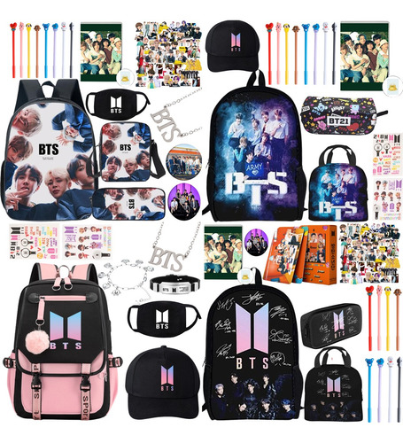 Kpop Bts Conjunto De Mochilas Escolares Para Niñas, Sombrero