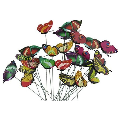 Conjunto De 24 Estacas De Mariposas Coloridas Jardín
