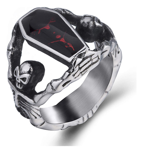 Elfasio Anillos De Calavera Para Hombre, Acero Inoxidable, E