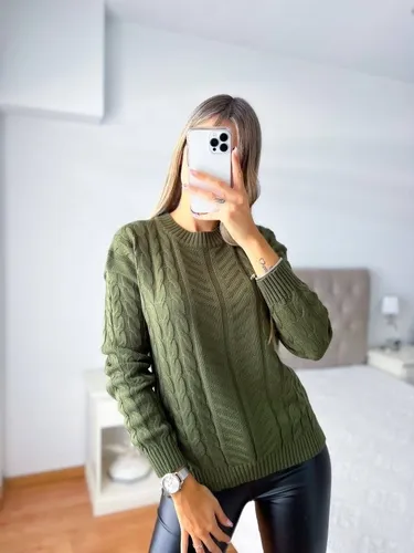 Sweater Mujer Tejido Hilo Verde Marina Giovannini