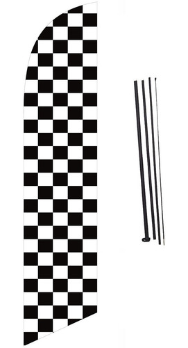 Bandera Publicitaria Cuadros Negro/blanco # 156 Con Mastil