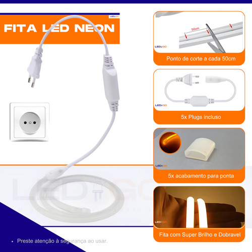 Fita Led Branco Neon 100 Metros Mangueira Flexivel Luz Branco-neutro Tensão de operação
