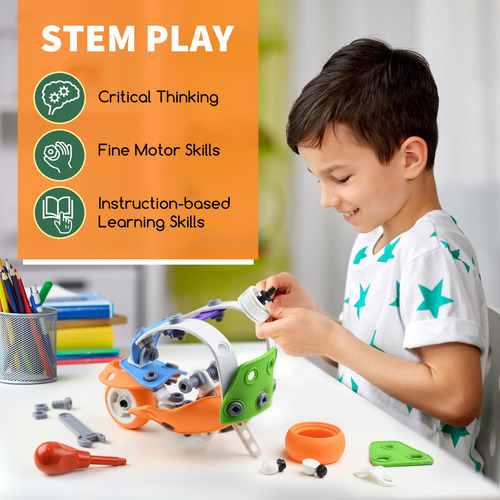 Juego De Erector Para Niños 132 Piezas Vehículos 3d 0 Versión Del Personaje