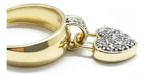 Anel Com Pingente De Coração Para Dedo Mindinho Em Ouro 18k