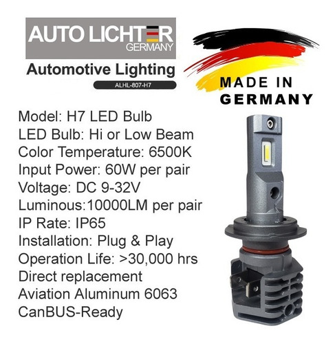 Ampolleta Led H7 Autolichter Alemana 6500k Garantía 1 Año