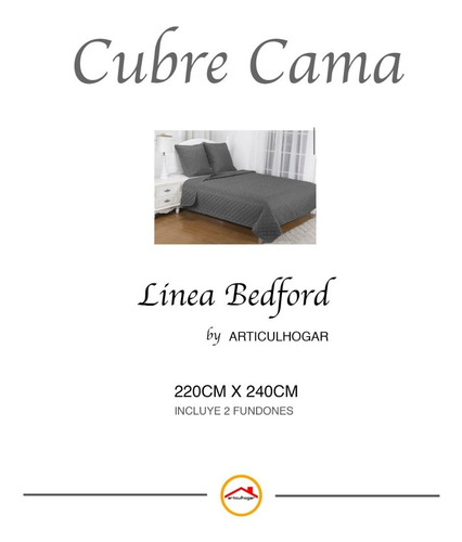 Imagen 5 de 5 de Colcha Cubrecama Bedford 220cm X 240cm Con Fundones