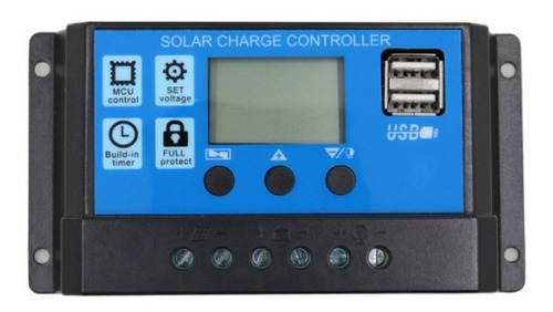 Regulador Controlador Solar Pwm 10 A Digital Usb 12-24vdc 2