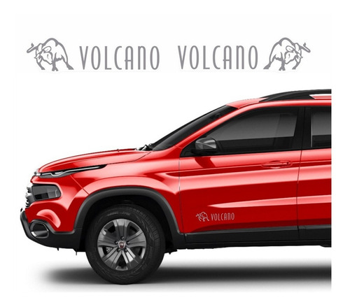 Par Adesivos Volcano Touro Prata Porta Para Fiat Toro