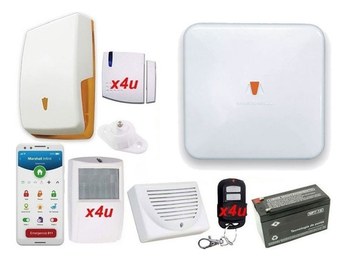 Kit Alarma Marshall 4 4g Wifi Infinit Gprs Chip Sirena Casa