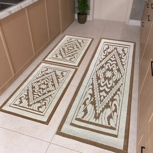 Kit 3 Peças Tapetes E Passadeira Tear Para Cozinha Luxo Cosy