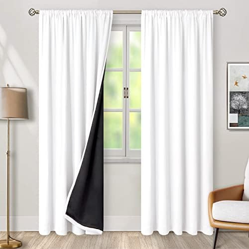 Bgment Cortinas Opacas 100% Color Blanco Puro Para Dormitori