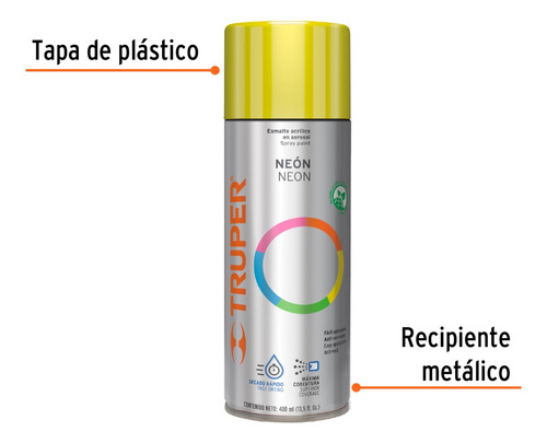 Pintura En Aerosol, Amarillo Neón, Bote Tradicional, 400 Ml Amarillo