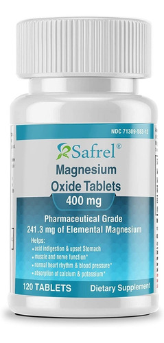 Magnesio Oxido 120tab Safrel - Unidad a $1142