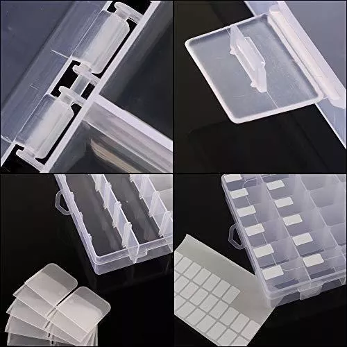 OUTUXED Caja organizadora de plástico transparente de 36 rejillas con  divisores de compartimentos ajustables, organizador de cuentas de  almacenamiento