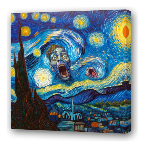 Cuadro 20x20cm El Grito Van Gogh Noche Estrellada Psy 2 M1